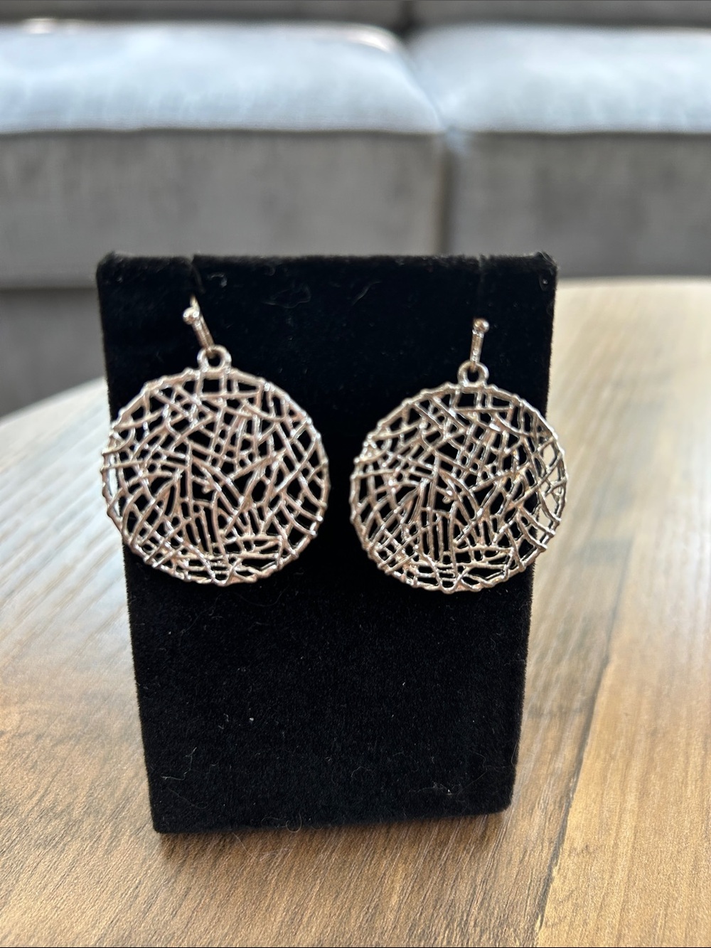 Silver Filigree Round Drop Earrings
